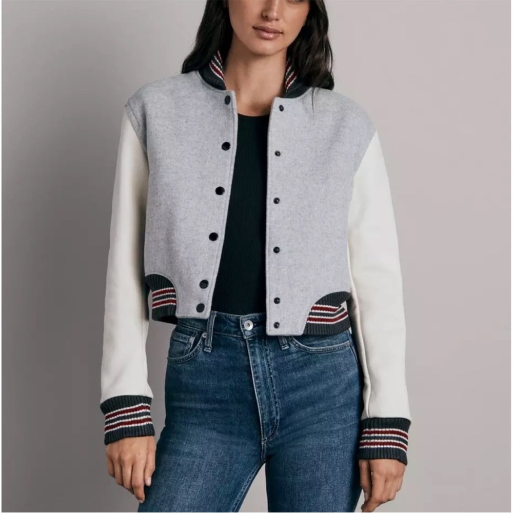 Rag & bone wool and leather bomber jacket size large
